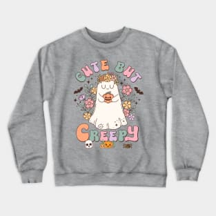 Cute But Creepy Groovy Halloween Ghost Crewneck Sweatshirt